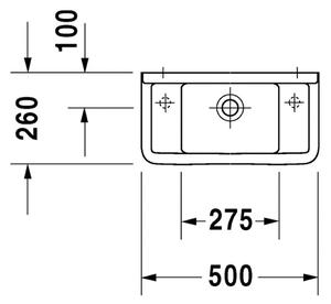 Duravit Starck 3 - umývadielko s predpichnutými otvormi na batériu vľavo alebo vpravo 0751500000