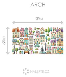 Nalepte.cz Mestečko textilní prelepiteľné nálepky na stenu arch 47 x 25 cm