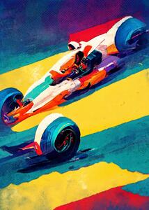 Ilustrácia Formula 1 yellow purple, Justyna Jaszke