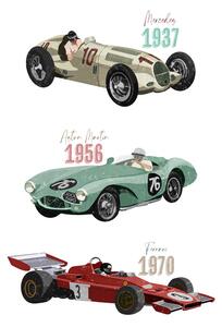Ilustrácia Vintage Racecars, Goed Blauw