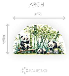 Nalepte.cz Pandy a vetvičky textilní prelepiteľné nálepky na stenu arch 47 x 27 cm