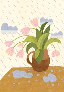 Ilustrácia Flowers in the rain, Gigi Rosado