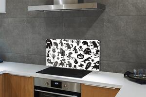 Nástenný panel  White pozadí čiernymi tvory 100x50 cm