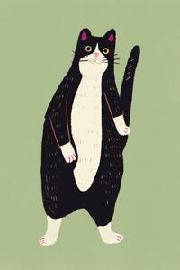 Ilustrácia Black and white cat, Little Dean