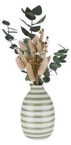 CARO Váza prúžkovaná 9 cm - biela/šalviová
