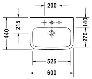 Duravit DuraStyle - Umývadlo 600 x 440 mm, s prepadom, biela 2319600000