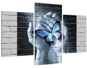 Obraz - Motýľ na stene (90x60 cm)