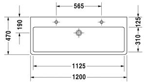 Duravit Vero - Umývadlo do nábytku 1200x470 mm, s prepadom, biela 0454120024