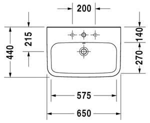 Duravit DuraStyle - Umývadlo, 3 otvory pre armatúru prepichnuté, 65x44 cm, biele 2319650030