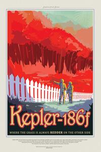 Ilustrácia Kepler186f (Planet & Moon Poster) - Space Series (NASA)