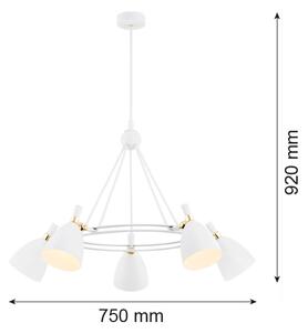 Argon 2117 - Luster na tyči CHARLOTTE 5xE27/15W/230V biela/zlatá