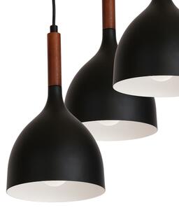 Luster na lanku NOAK WOOD 3xE27/15W/230V čierna/buk