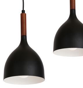 Luster na lanku NOAK WOOD 3xE27/15W/230V čierna/buk