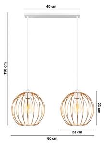 Luster na lanku MATT 2xE27/60W/230V biela/medená