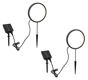 Sada 2 čiernych bodových svetiel 50 cm vrátane nabíjateľného LED a solárneho IP65 - Adalind