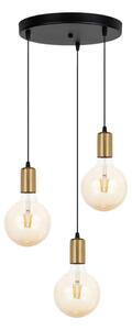Luster na lanku MIROS 3xE27/60W/230V guľatý čierna/zlatá