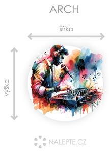 Nalepte.cz Mixujúce DJ textilní prelepiteľná nálepka na stenu arch 20 x 20 cm