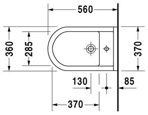 Duravit Starck 3 - Stojaci bidet, 1 otvor pre armatúru prepichnutý, 36 x 56 cm, biely 2230100000