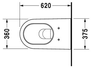 Duravit Starck 2 - Závesné WC, 4.5 l, 375 x 620 mm, biele 2533090000