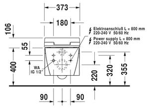 Duravit Starck 2 - závesné WC 37,5 x 62 cm, pre Sensowash sedátka, biele 2533590000