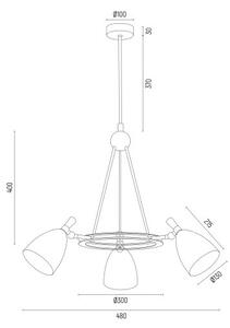 Argon 6148 - Luster na tyči CHARLOTTE 3xE27/15W/230V biela/zlatá
