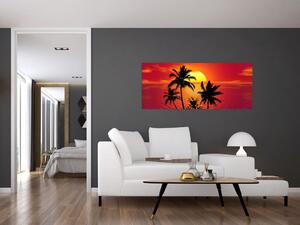 Obraz siluety ostrova s palmami (120x50 cm)