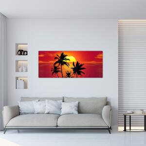 Obraz siluety ostrova s palmami (120x50 cm)