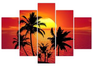 Obraz siluety ostrova s palmami (150x105 cm)