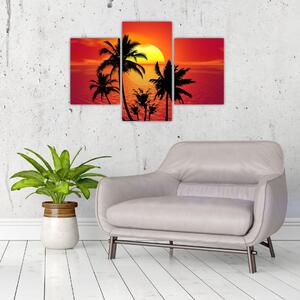 Obraz siluety ostrova s palmami (90x60 cm)