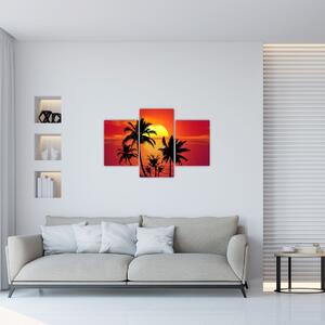Obraz siluety ostrova s palmami (90x60 cm)