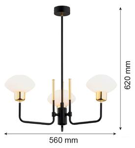 Argon 6166 - Luster na tyči RAVELLO 3xE14/15W/230V čierna/zlatá