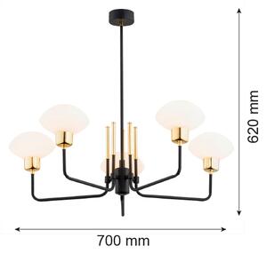 Argon 2128 - Luster na tyči RAVELLO 5xE14/15W/230V čierna/zlatá