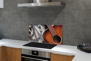 Sklenený obklad do kuchyne Gitara Mikrofón tyčinky 100x50 cm