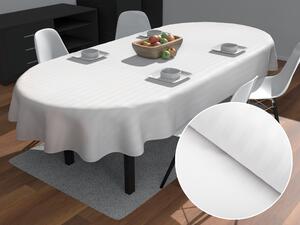 Biante Damaškový oválny obrus Atlas Grádl DM-015 Biely - pásiky 8 mm 50x100 cm