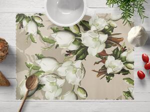 Biante Teflónové prestieranie na stôl TF-063 Kvety gardénie na hnedobéžovom 35x45 cm