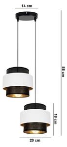 Luster na lanku NESS 2xE27/60W/230V pr. 30 cm čierna/biela