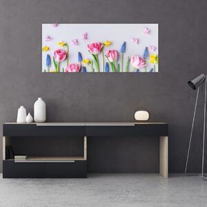 Obraz jarných kvetov (120x50 cm)