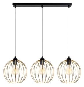 Luster na lanku MATT 3xE27/60W/230V čierna/zlatá