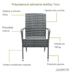 Ratanové stoličky Yoro 4 ks - melírovaná šedá