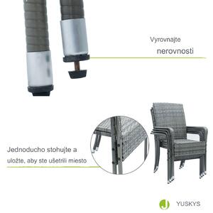 Ratanové stoličky Yoro 4 ks - melírovaná šedá