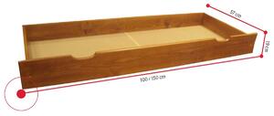 Zásuvka pod posteľ, 57x100 cm, dub-lak