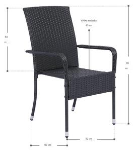 Ratanové stoličky Yoro 4 ks - čierna