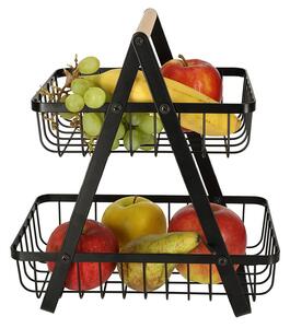 Dvojposchodový košík na ovocie kov drevo