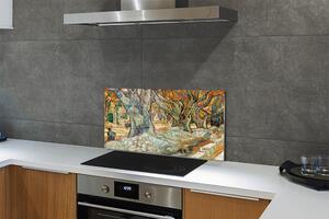 Sklenený obklad do kuchyne Art abstraktné mestský trh 100x50 cm