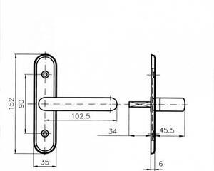 Stavebné kovanie medziizbové ROSTEX EXCLUSIVE (CHRÓM LESKLÝ - NEREZ), kľučka-kľučka, WC kľúč, ROSTEX Chróm lesklý-nerez