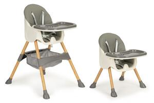 Detská stolička na kŕmenie 2v1 v sivej farbe Sivá