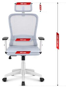 Ergonomická otočná kancelárska stolička HC- 1022 Grey Mesh Sivá