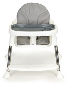 Detská stolička na kŕmenie 2v1 v sivobielej farebnej kombinácii Sivá