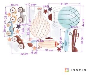INSPIO-textilná prelepiteľná nálepka - Nálepky do detskej izby - Retro autá a balóny