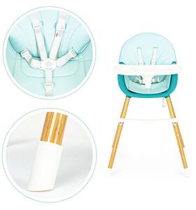 Detská modrá stolička na kŕmenie 2v1 Modrá